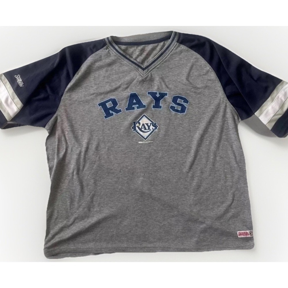 Tampa Bay Rays MLB V-neck Athletic T-Shirt Short Sleeve‎ Men's Size XL
